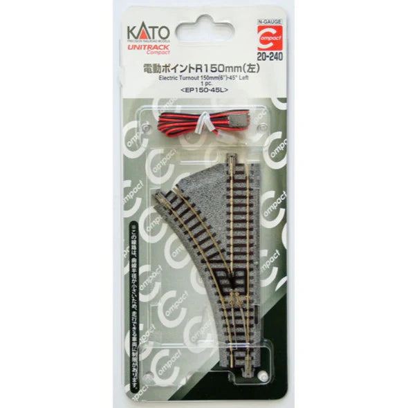 Kato Compact Turnout R150-45 - Unitrack -- Left Hand