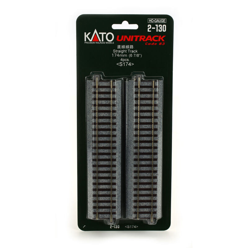 Kato 2-130 HO Unitrack - Straight Sections -- 6-7/8" 174mm pkg(4) - KAT2130