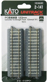 Kato Straight Track w/Concrete Ties - Unitrack -- 4-7/8"  123mm pkg(4)