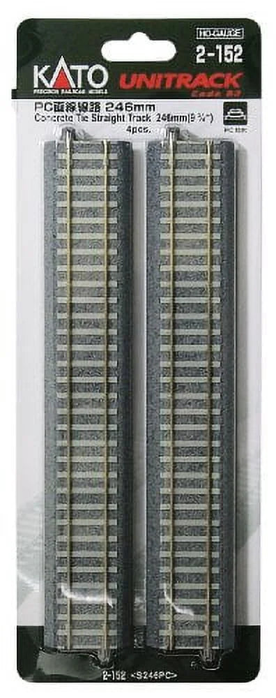 Kato Straight Track w/Concrete Ties - Unitrack -- 9-3/4"  246mm pkg(4)