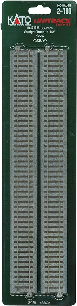 Kato 2-180 HO Straight Roadbed Track Section - Unitrack -- 14-1/2" 369mm pkg(4) - KAT2180