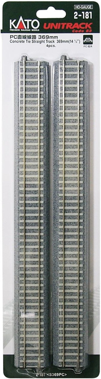 Kato Straight Track w/Concrete Ties - Unitrack -- 14-1/2"  369mm pkg(4)