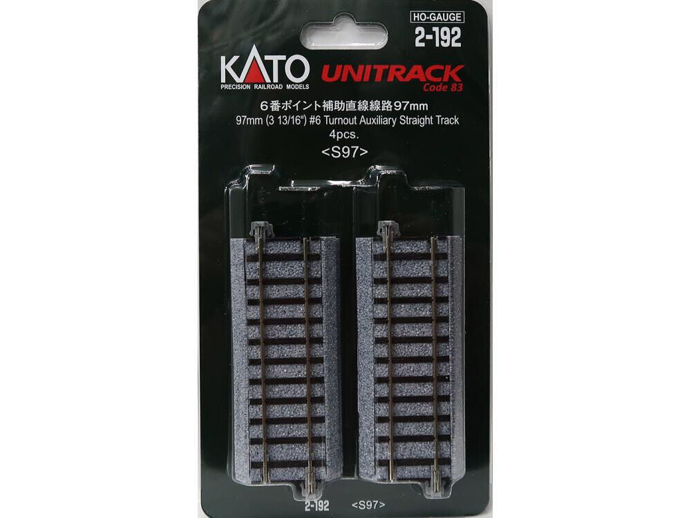 Kato 2-192 HO Length Adjustment Straight Track S97 - Unitrack -- 3-13/16" 9.7cm - KAT2192