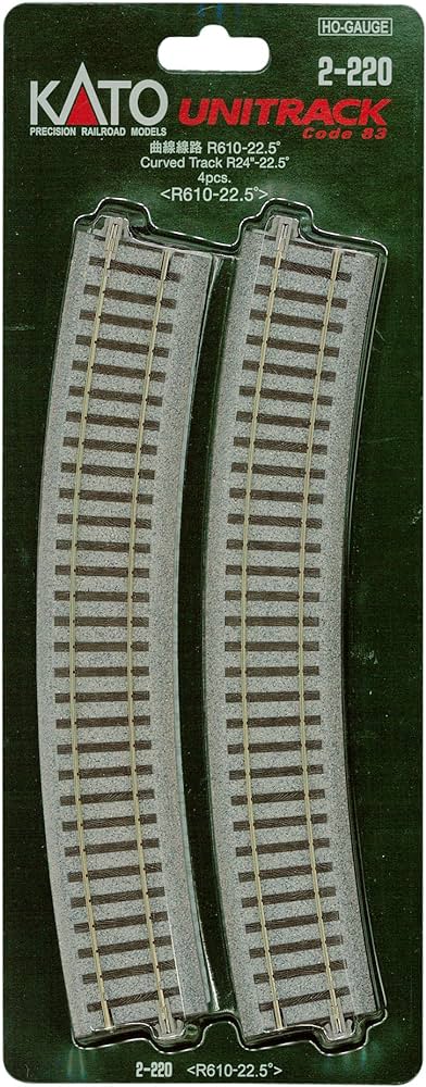 Kato Curved Track 22.5-Degree Radius pkg(4) - Unitrack -- 24" 610mm - KAT2220