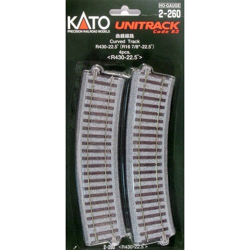 Kato Curved Roadbed Track Section - Unitrack -- 222.5 Degree Sections, 16-7/8" 430mm Radius pkg(4) - KAT2260