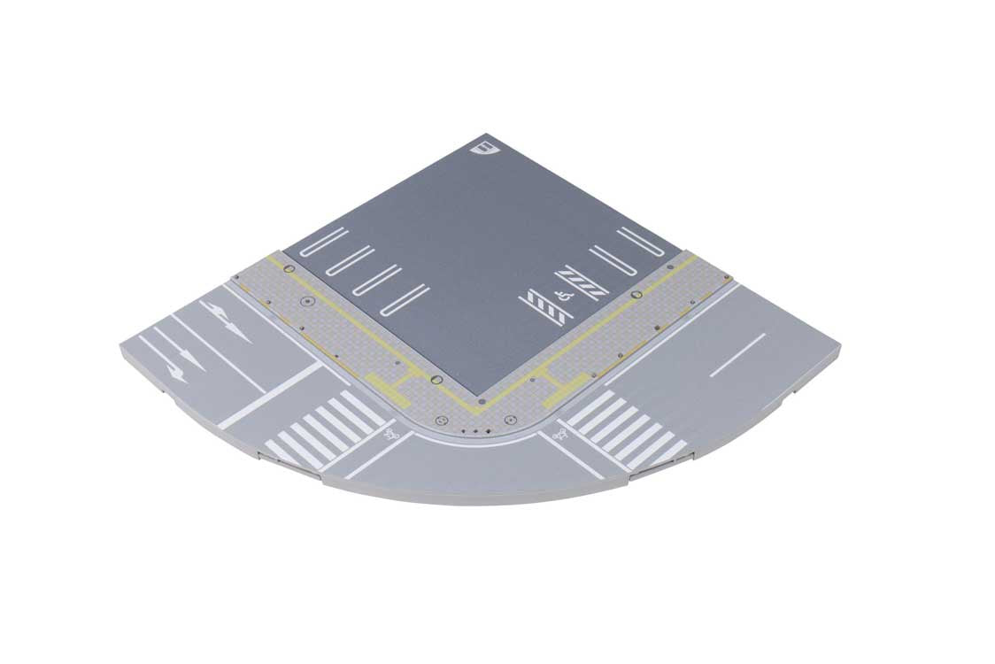 Kato 41-101 Street Plate for Unitram Track -- Quarter Circle Inner Road Plate with Printed Street Markings