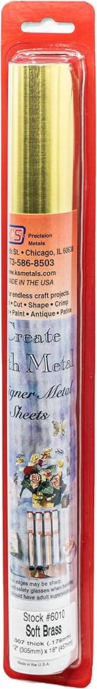 K&S Engineering Brass Sheet - Soft -- 12 x 30 x .005" 30.5 x 76.2 x .013cm - KNS6010