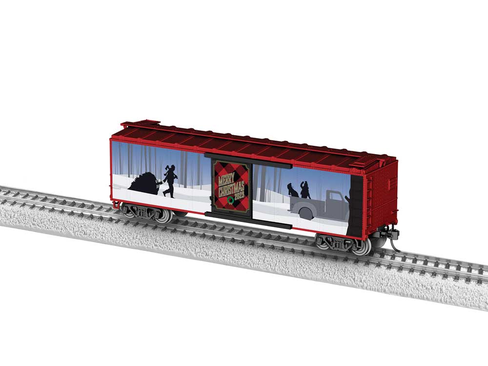 Lionel HO 40' Steel Boxcar - Ready to Run -- Christmas 2023 (blue, white, red, black)
