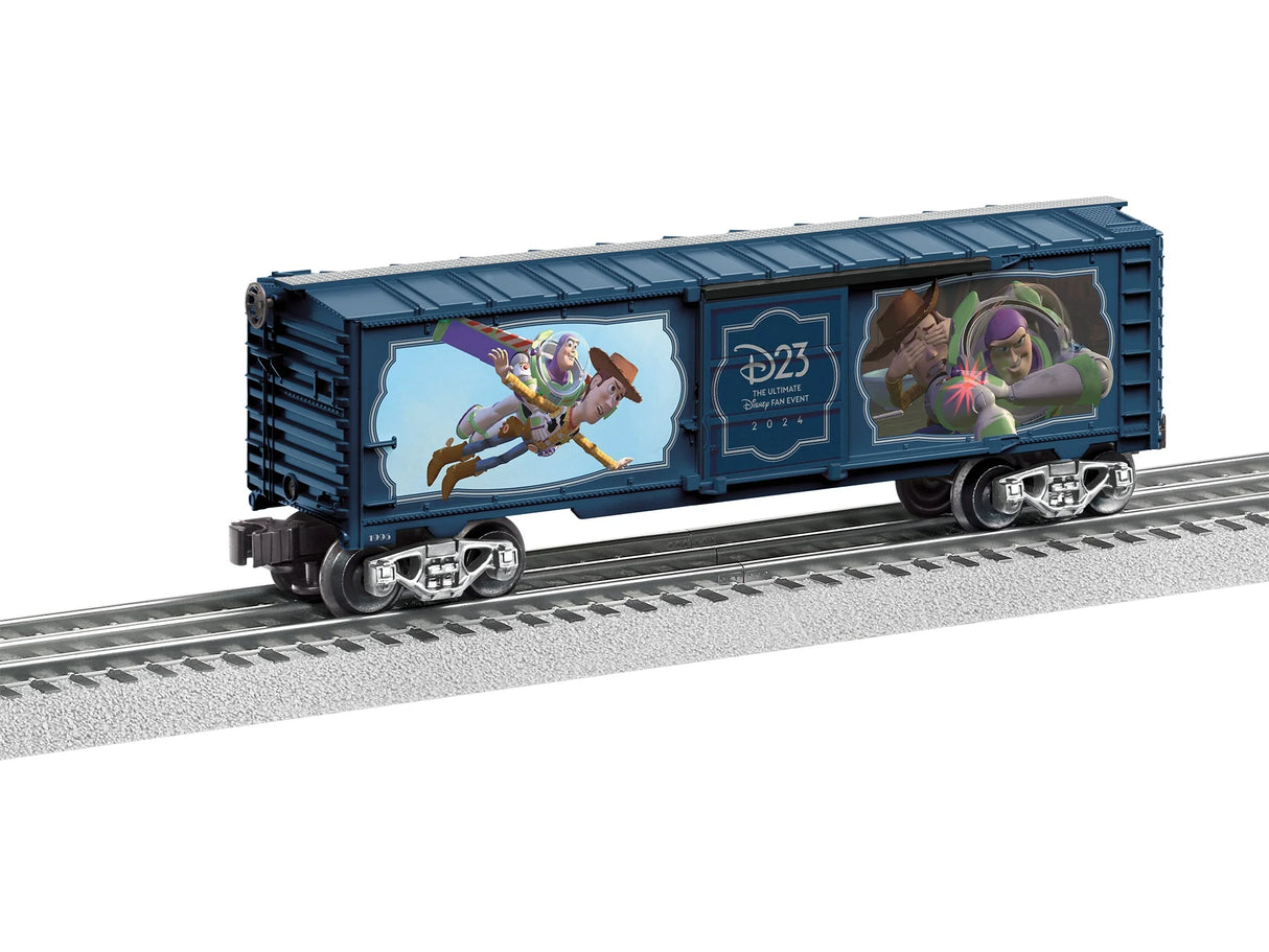 Lionel Steel Boxcar - 3-Rail - Ready to Run -- Disney(R) D23 Toy Story (blue, silver, color characters)