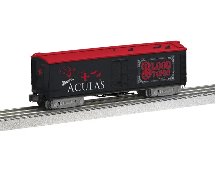 Lionel O Wood Milk Car - 3-Rail - Ready to Run -- Dr. Accula's Blood Tonic (black, red)