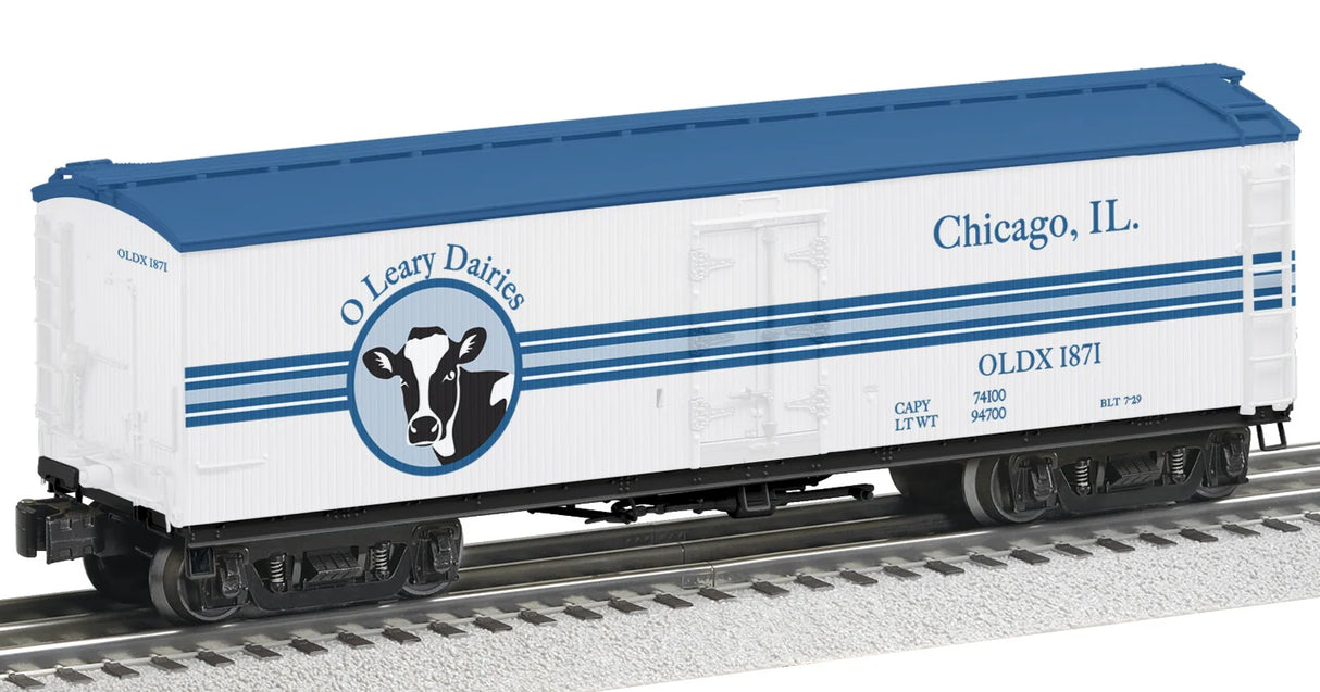 Lionel O Wood Milk Car - 3-Rail - Ready to Run -- O' Leary Dairies #1871 (white, blue)