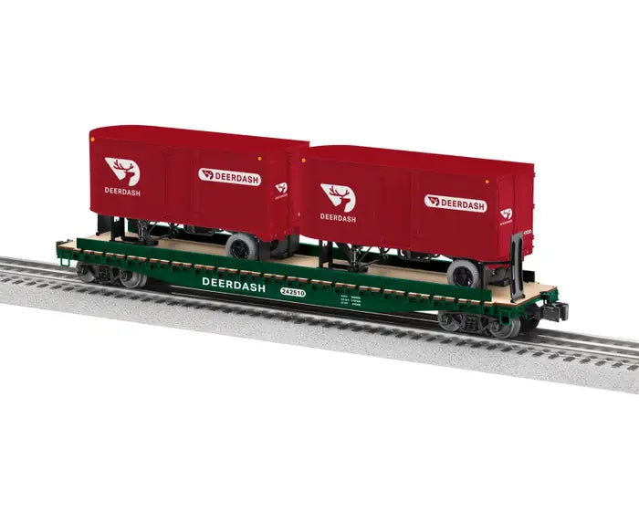 Lionel O Deer Dash 50' TOFC Flatcar w/2 20' Trailers