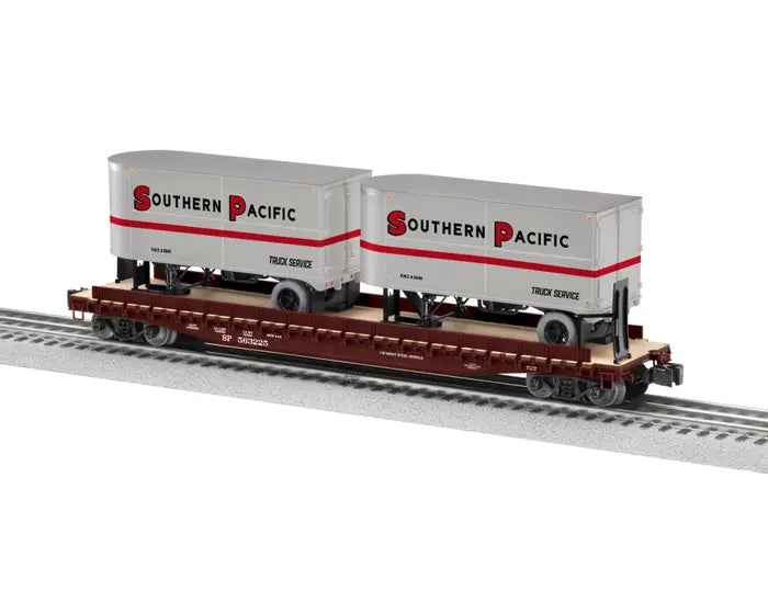Lionel O SP 50' TOFC Flatcar w/2 20' Trailers