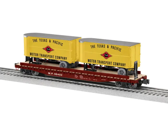 Lionel O Texas & Pacific 50' TOFC Flatcar w/2 20' Trailers
