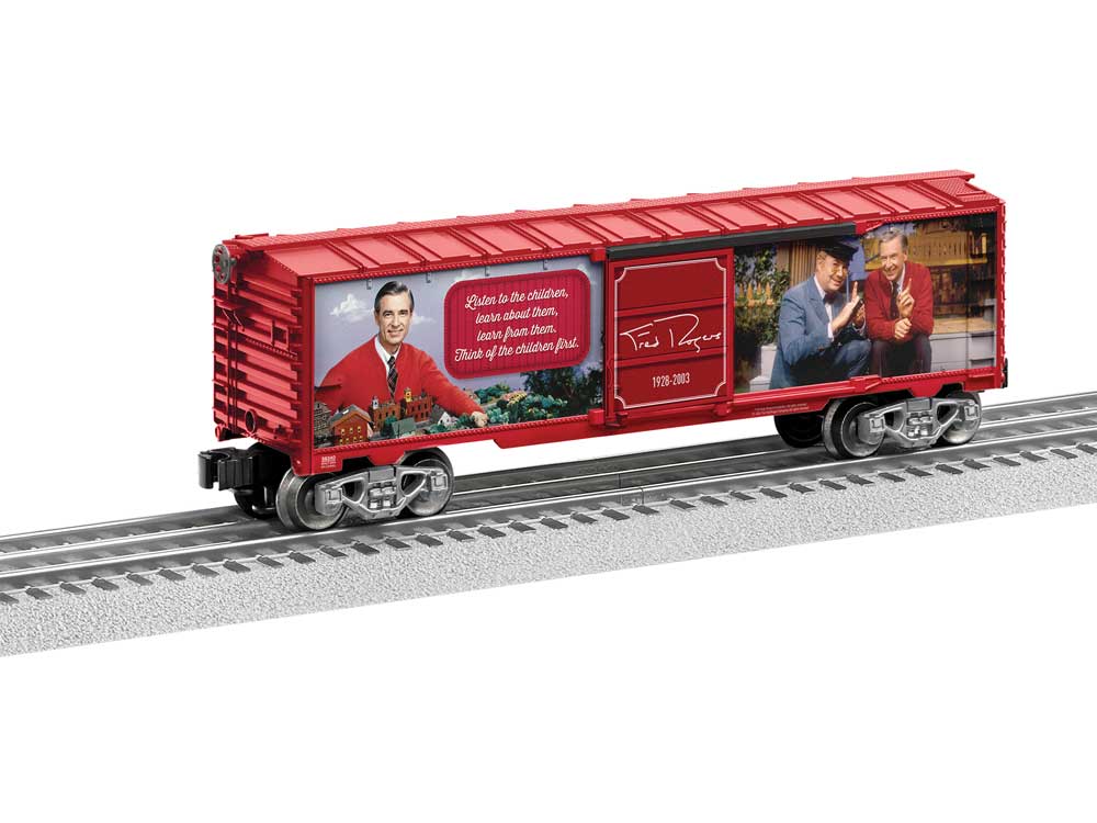Lionel Steel Boxcar - 3-Rail - Ready to Run -- Mister Fred Rogers (red)