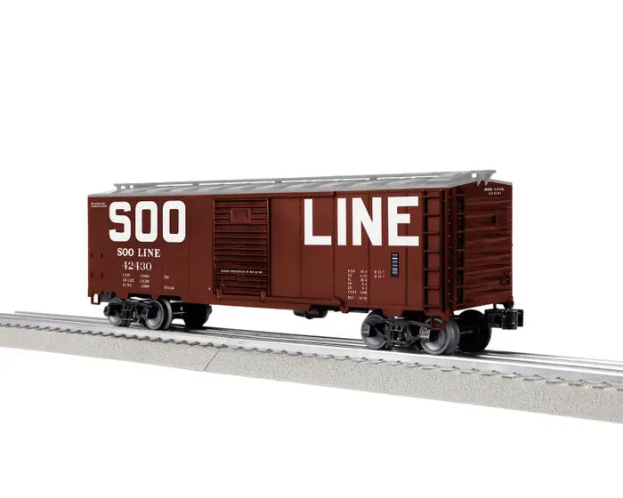 Lionel O AAR 40' Steel Boxcar - 3-Rail - Ready to Run -- Soo Line #42430 (Boxcar Red, white, silver, Squared Billboard Lettering)