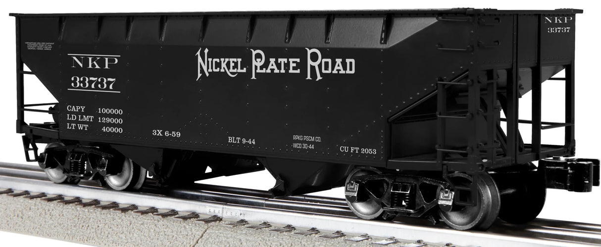 Lionel O AAR 2-Bay Offset Hopper - 3-Rail - Ready to Run -- Nickel Plate Set #33737 (black, white)