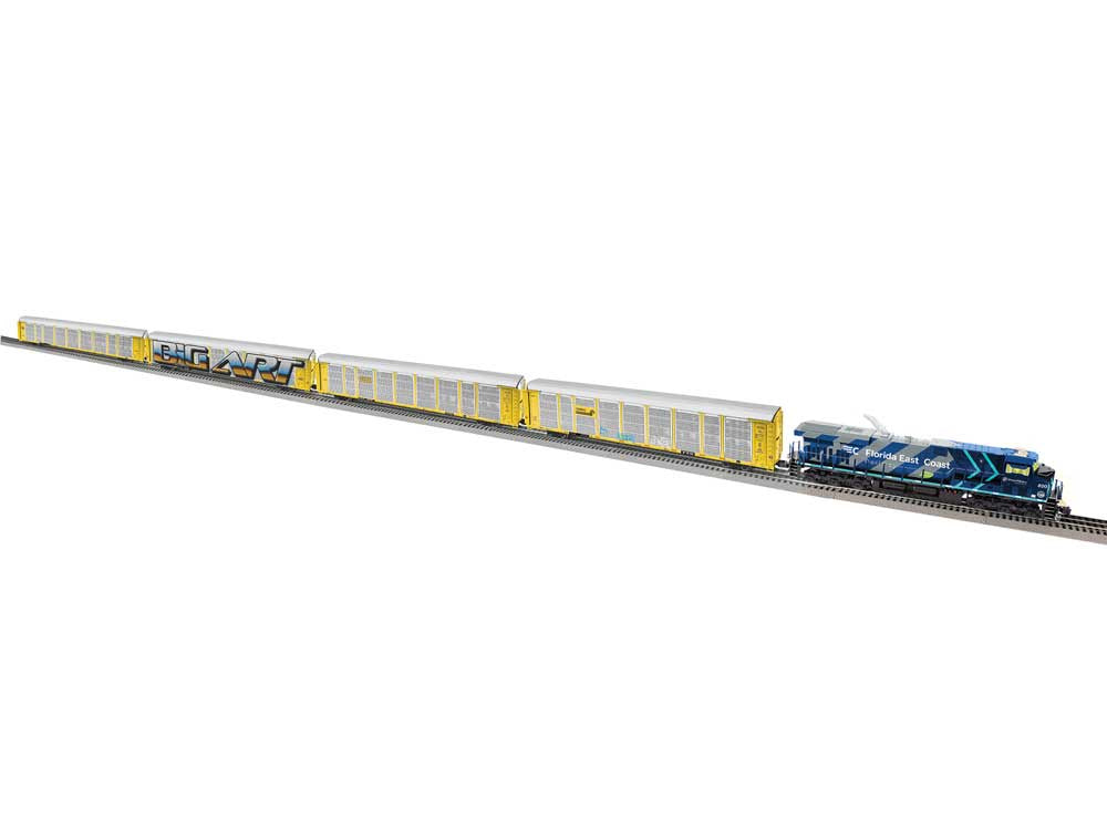 Lionel 2522070 Florida East Coast Auto Rack Train-Only Set - 3-Rail - Legacy Sound & Control -- ES44AC Diesel, 4 Enclosed Auto Racks