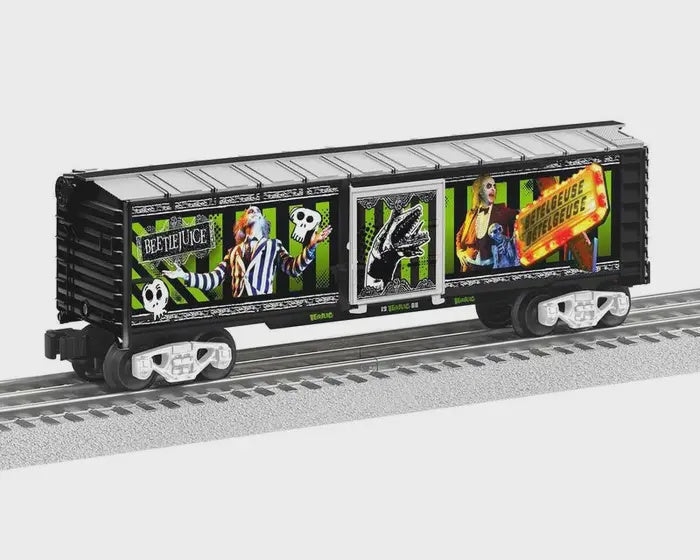 Lionel 2528010 Steel Boxcar with Lights - 3-Rail - Ready to Run -- Beetlejuice Movie #1988 (black, green, silver, orange)