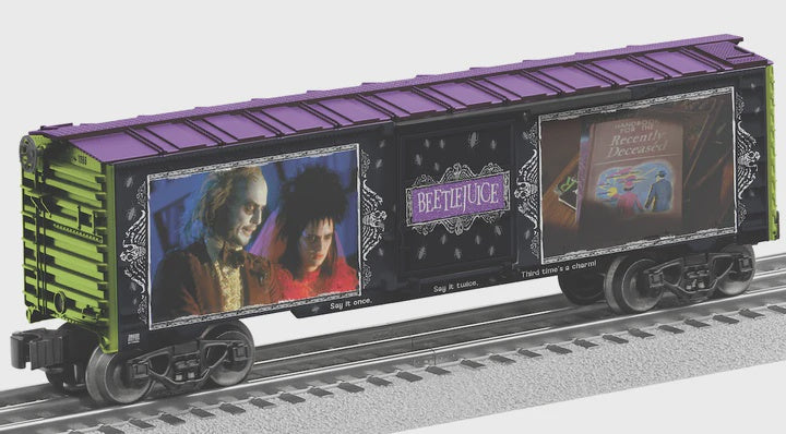 Lionel 2528020 Steel Boxcar - 3-Rail - Ready to Run -- Beetlejuice Movie #28020 (black, purple)