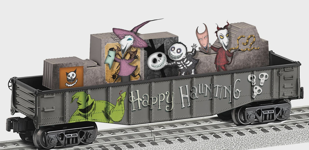 Lionel 2528110 Animated Chase Gondola - 3-Rail - Ready to Run -- Nightmare Before Christmas (Lock, Shock & Barrel, gray, green)