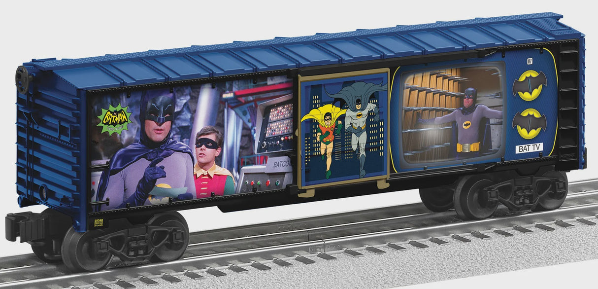 Lionel 2528340 Steel Boxcar with Illuminated Side - 3-Rail - Ready to Run -- Batman (Classic TV Screen Side)