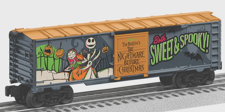 Lionel 2528490 Steel Boxcar - 3-Rail - Ready to Run -- Disney Nightmare Before Christmas (Halloween, gray, orange, glow-in-dark)