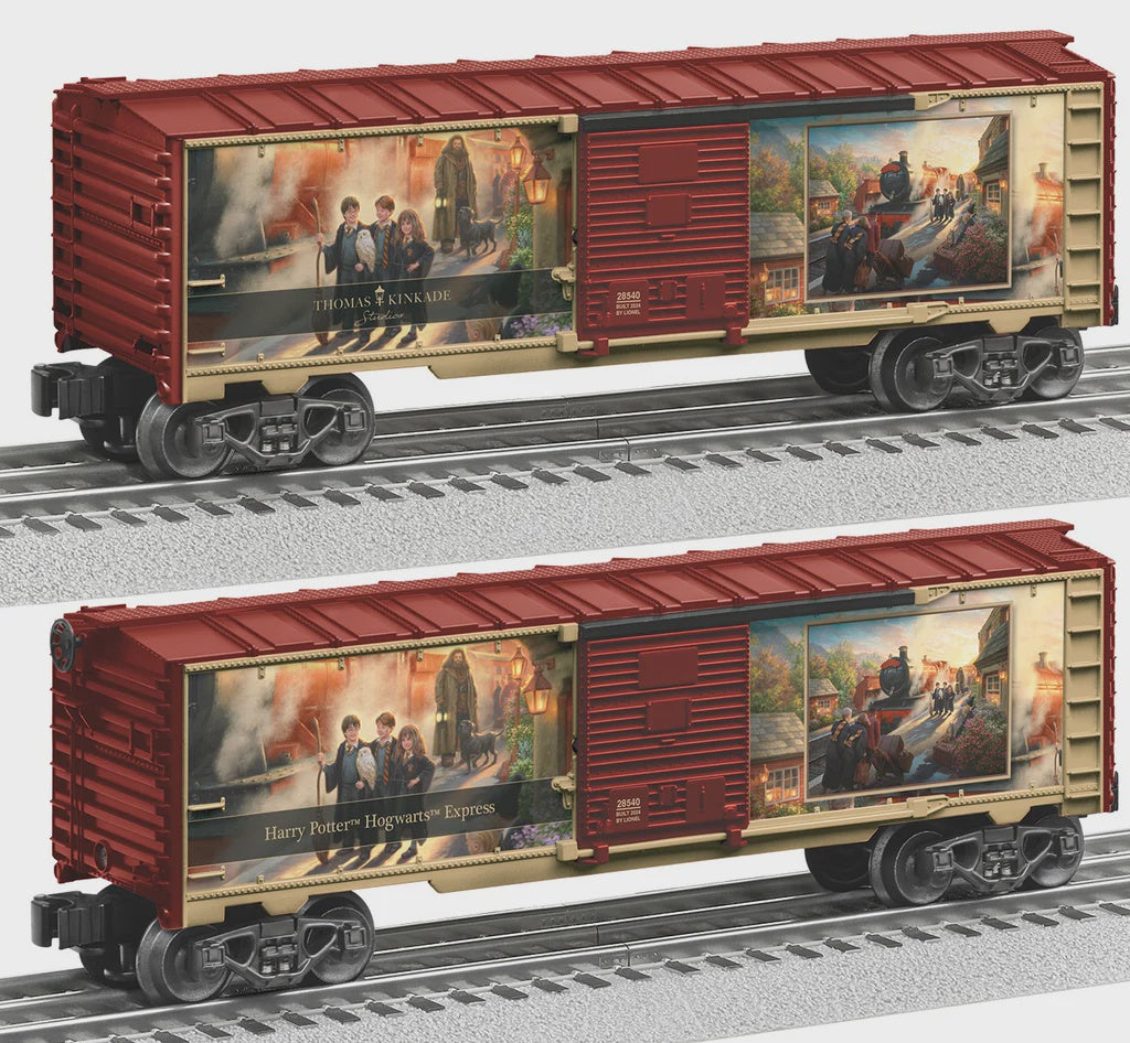 Lionel 2528540 Steel Boxcar - 3-Rail - Ready to Run - Thomas Kinkade Studios -- Harry Potter Hogwarts Express (red car w/full-color art)