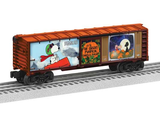 Lionel 2528800 Steel Boxcar with Illuminated Side - 3-Rail - Ready to Run -- Peanuts(TM) It's the Great Pumpkin Charlie Brown (red, full-color)