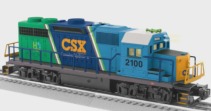 Lionel 2534010 EMD GP38 - 3-Rail w/LionChief Plus 2.0 Sound, Control & Smoke -- CSX #2100 (Hydrogen Demonstrator, blue, green, yellow)