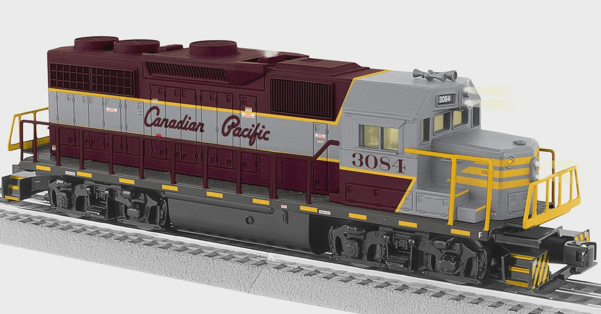Lionel 2534020 EMD GP38 - 3-Rail w/LionChief Plus 2.0 Sound, Control & Smoke -- Canadian Pacific #3084 (maroon, gray, yellow, script lettering)