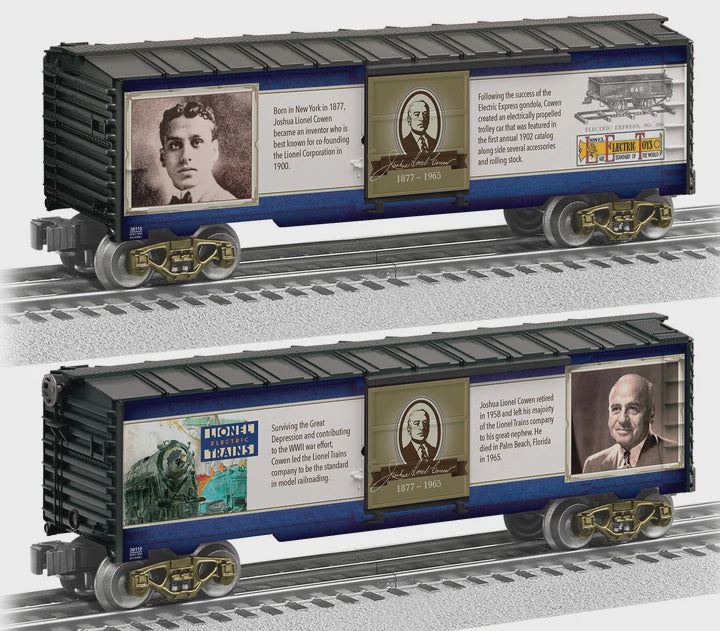 Lionel 2538110 Steel Boxcar - 3-Rail - Ready to Run -- Joshua Lionel Cowen Notable American (125th Anniversary, black car)