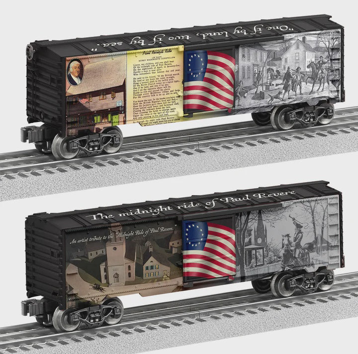 Lionel 2538150 Steel Boxcar - 3-Rail - Ready to Run -- Paul Revere's Midnight Ride 250th Anniversary (black car)