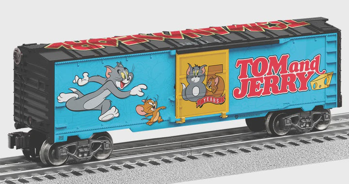 Lionel 2538210 Steel Boxcar - 3-Rail - Ready to Run -- Tom and Jerry 85th Anniversary (blue, black, yellow, red)