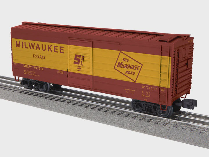 Lionel 2542052 O 40' Rib-Side Boxcar - 3-Rail - Ready to Run -- Milwaukee Road #8376 (Boxcar Red, Large Roadname, TMR Logo)