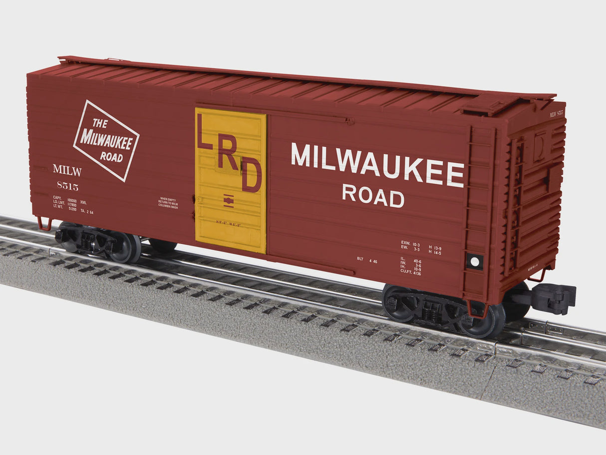 Lionel 2542061 O 40' Rib-Side Boxcar - 3-Rail - Ready to Run -- Milwaukee Road #8515 (Boxcar Red, yellow, Large Roadname, LRD on Door)