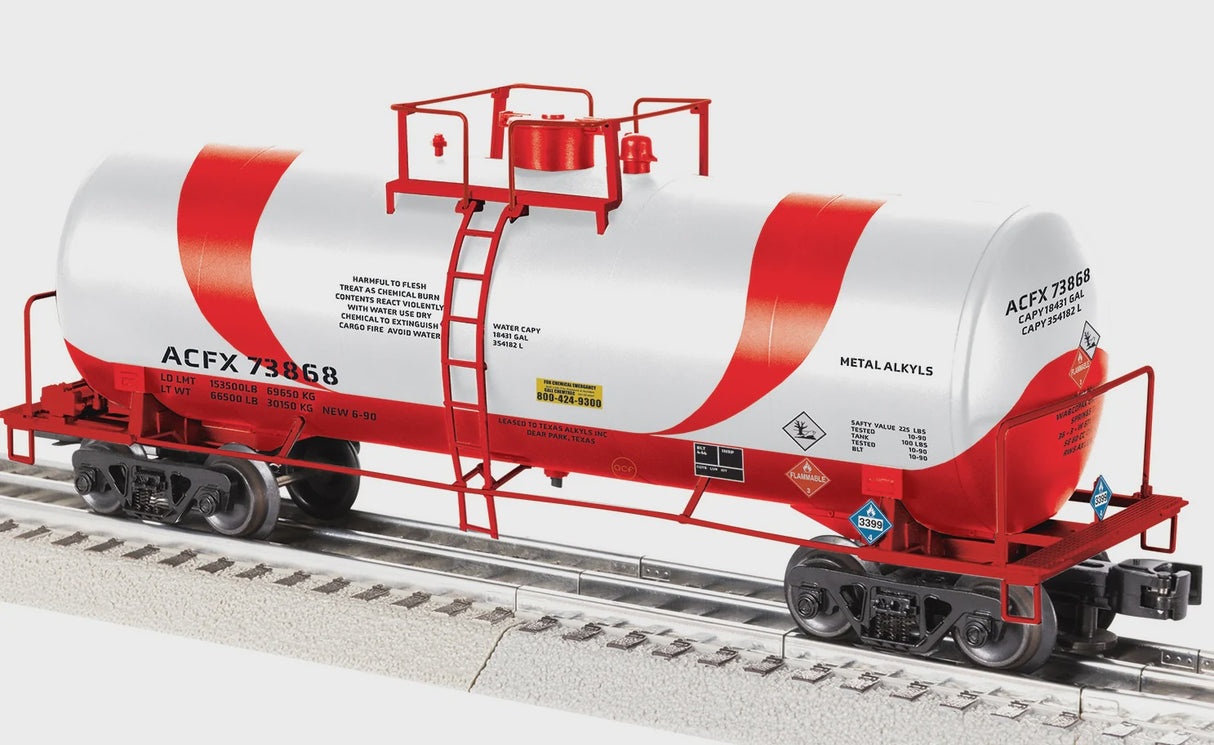 Lionel 2542351 ACF 40' Frameless Tank Car - 3-Rail - Ready to Run -- ACFX #73868 (white, red)
