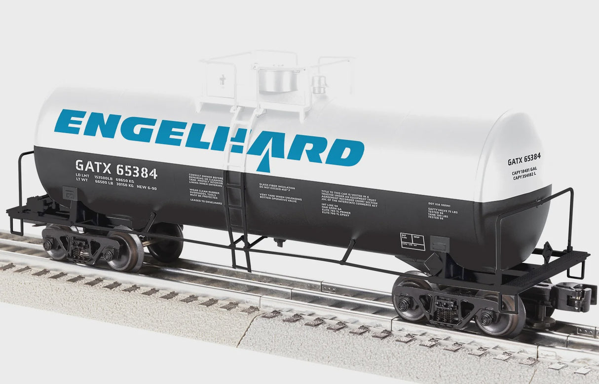Lionel 2542372 ACF 40' Frameless Tank Car - 3-Rail - Ready to Run -- Engelhard GATX #65384 (white, black, blue)
