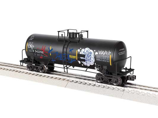 Lionel 2542382 ACF 40' Frameless Tank Car - 3-Rail - Ready to Run -- LLTX #542396 (Weathered, black, graffiti)
