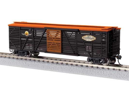 Lionel HO 40' Stock Car - Ready to Run -- Hearts Brand HHRW #253110 (black, orange)