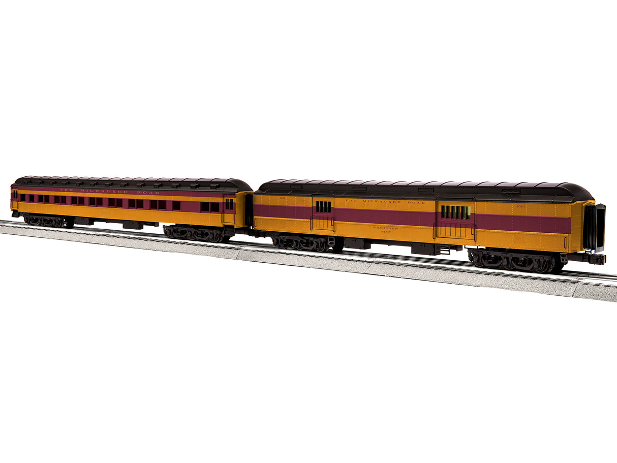 Lionel O 18'' Hvywt.PsgCars 2pk Milw.Rd. Columbian Baggage/Coach - LNL85348