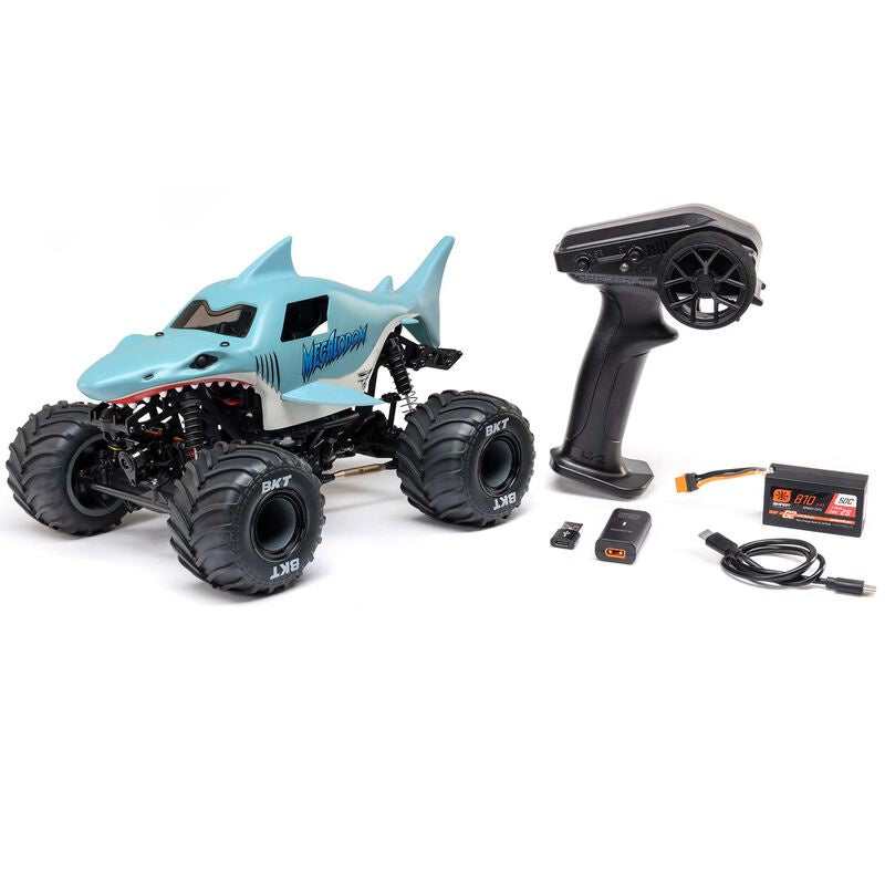 Losi 1/18 Mini LMT Megalodon 2S 4X4 RTR Brushed Monster Truck (Battery & Charger Included), Blue
