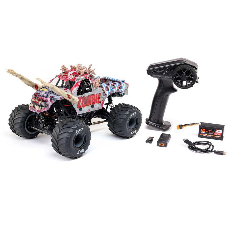 Losi 1/18 Mini LMT Zombie 2S 4X4 RTR Brushed Monster Truck (Battery & Charger Included), Red