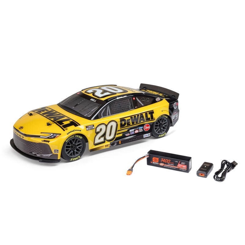 Losi 1/12 NASCAR RC Racecar Christopher Bell® #20® 2025 DEWALT Toyota Camry XSE 2S AWD RTR Brushed On-Road (Battery & Charger Included), Yellowhed On-Road (Battery & Charger Included)