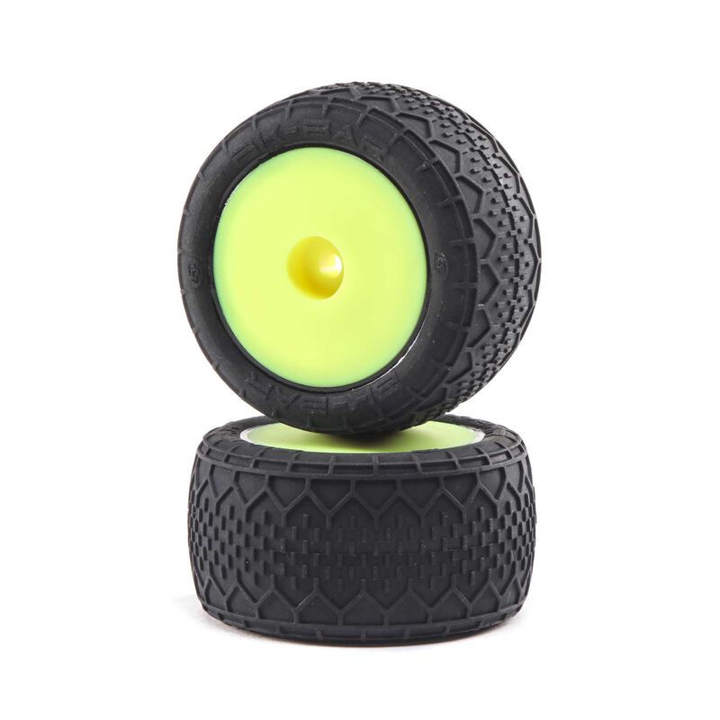 Losi BK Bar Tires, Fr/Rr Mounted, Yellow: Mini-T 2.0 - LOS41008