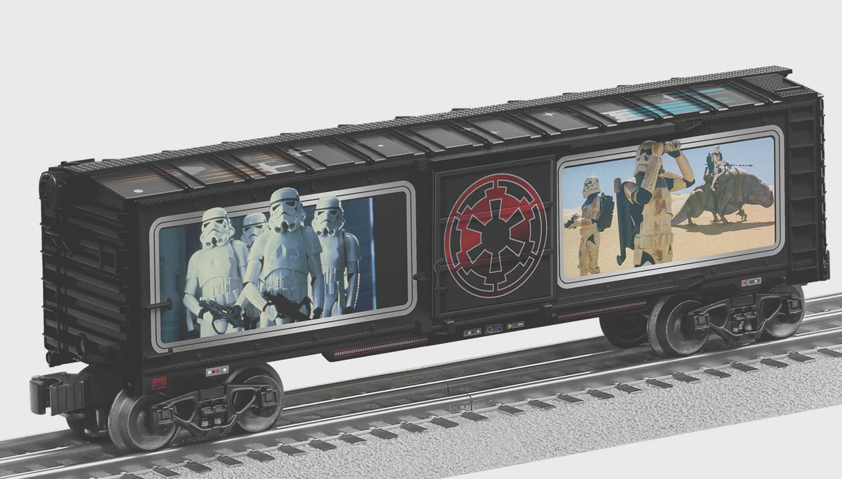 Lionel 2528250 Steel Boxcar - 3-Rail - Ready to Run -- Star Wars(TM) Storm Troopers (black, Full-Color Sides)