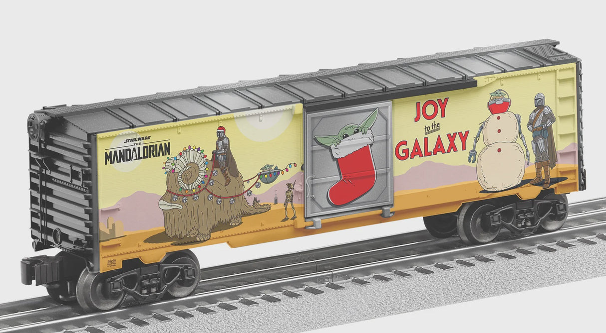 Lionel 2528290 Steel Boxcar - 3-Rail - Ready to Run -- Star Wars(TM) The Mandalorian (Grogu Christmas)