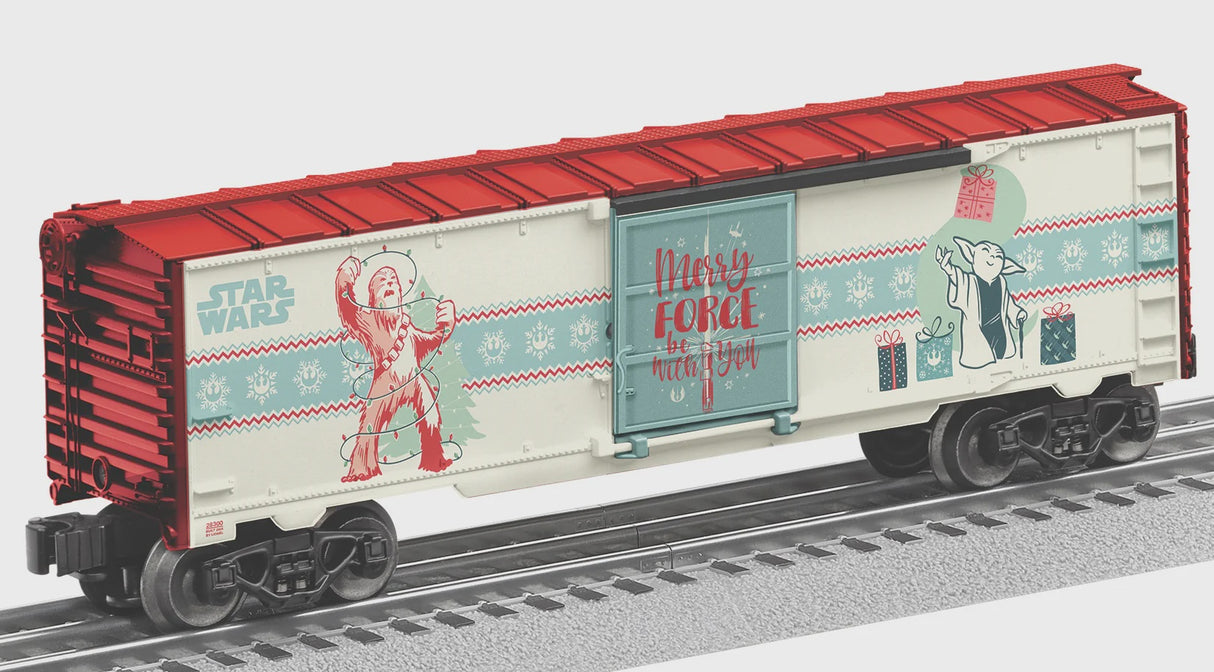 Lionel 2528300 Steel Boxcar - 3-Rail - Ready to Run -- Star Wars(TM) (Christmas red, white, light green)