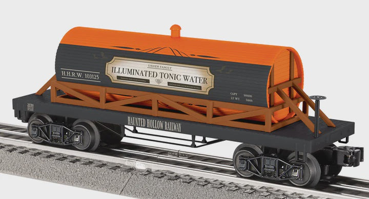 Lionel 2528780 Wood Tank Car - 3-Rail - Ready to Run -- Haunted Hollow Illuminated Tonic Water #103125 (Hallloween black, orange, br