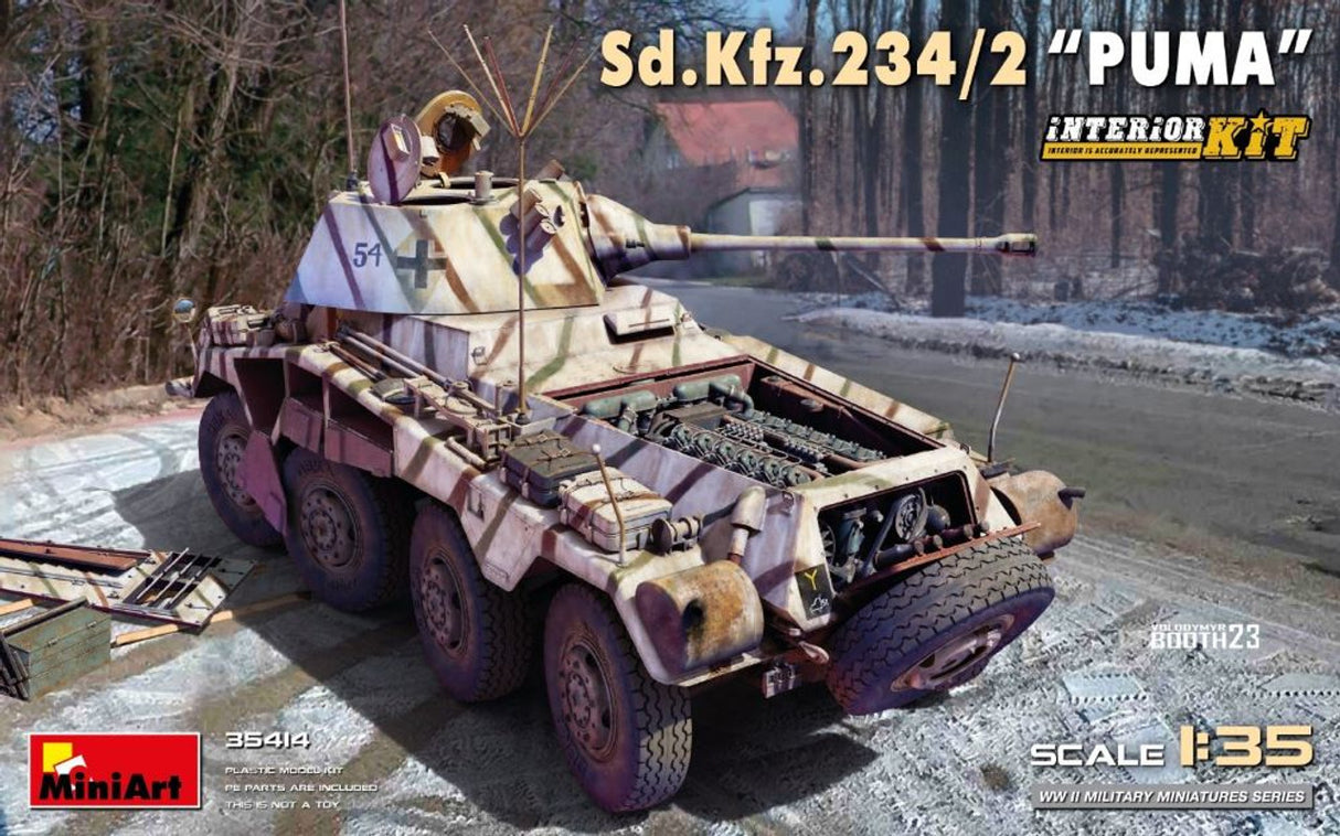 1/35 WWII SdKfz 234/2 Puma Armored Vehicle w/full Interior